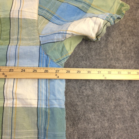 Tommy Bahama Shirt 2XL Blue Green Plaid Short Sleeve Linen Silk Blend Button Up - Picture 4 of 7